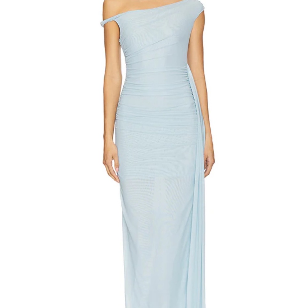 Bardot Layana Asymmetric Maxi Dress Light Blue